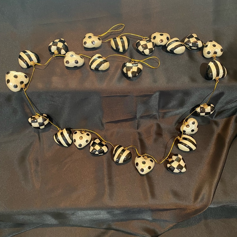 Mackenzie-Childs Black and White Heart Garland
